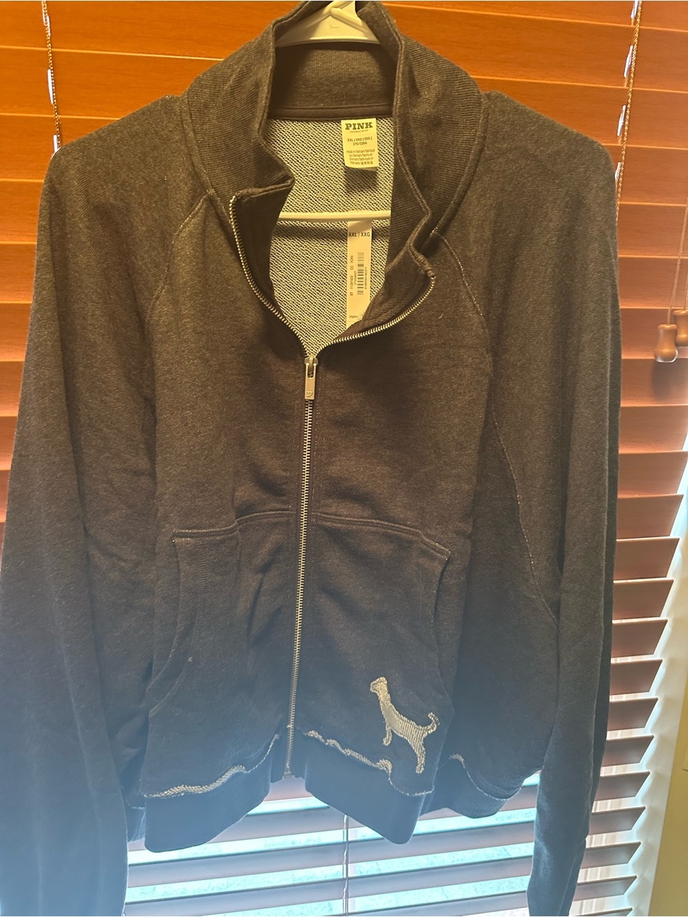 PINK Victoria's Secret -Dark Gray Full-Zip Sweatshirt - NWT 🤩